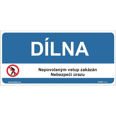 DUKO DÍLNA Formát: 300 x 150 mm, Materiál: plast 1 mm, samolepící vinylová fólie