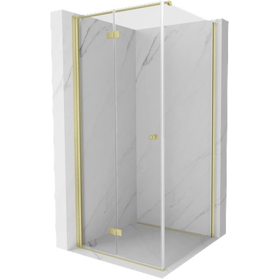 Mist-F сгъваема душ кабина лява 85 x 85 см, прозрачна, златна четкована - 8A6T-085-085-55-00-L (8A6T-085-085-55-00-L)