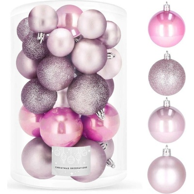 SPRINGOS Vianočné banky ružové mix 4 5 6cm sada 30ks