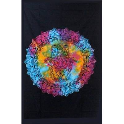Ancient Wisdom Nástenná plachta/Prikrývka Hamsa ruka čierna 130x200