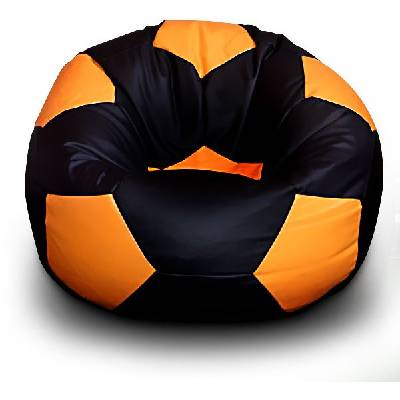 FITMANIA Dětský sedací vak Fotbalový MÍČ XL Vzor: 05 ČERNO-ORANŽOVÁ míč