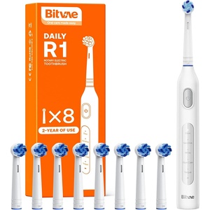 Bitvae - Електрическа четка за зъби (BVR1) - Мека, с 8 глави, интелигентен таймер, режими за почистване/чувствителни зъби/избелване/грижа за венците/език - Бяла