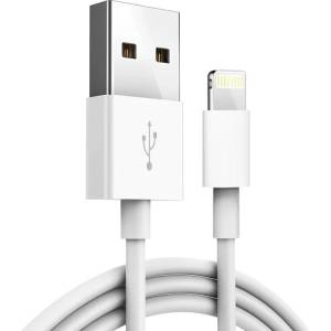 Planet Tech Кабел за зареждане и данни USB-A към Lightning за iPhone, 1 метър, Бял (SE07)