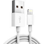 Planet Tech Кабел за зареждане и данни USB-A към Lightning за iPhone, 1 метър, Бял (SE07)