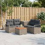 vidaXL Комплект дивани 6 бр. Сив и тъмен сив Полиротан и стомана (3447246)