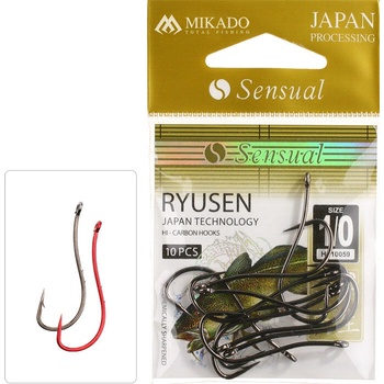 MIKADO HOOK SENSUAL RYUSEN W/RING RED vel.4 10 ks