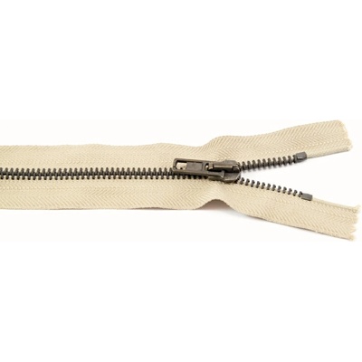 Jeansové zipsy starokovové č. 5 nedeliteľné - dĺžka 6 cm - 25 cm 14 cm béžová