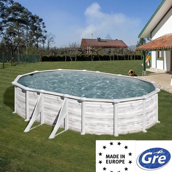 GRE Басейн с твърди страници, овален, 610x375x132см, GRE KITPROV618N, имитация на северно дърво, с филтърна помпа, стълба, подложка, скимер (KITPROV618N)