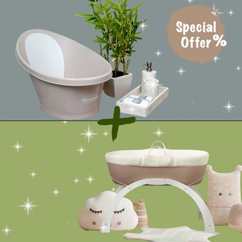 ОФЕРТА: Shnuggle вана + 2 в 1 бебешки кош трансформиращ се в люлка Dreami® Moses в цвят Taupe (SBP-TPE-EUR+DREAMI-TPE)