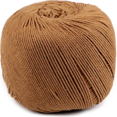 Bavlněná příze macrame Ø2-2,5 mm rozčesávací, střední, 9 hnědá světlá