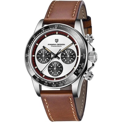 Pagani Design Мъжки часовник Pagani Design Wantage, Кварцов, Хронограф, Кафяв / Бял (PD-1676-BROWN-WHITE)