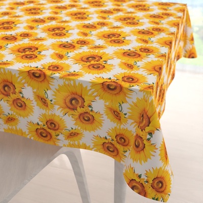 Biante Dekorační čtvercový ubrus PML-102 Slunečnice na bílém 100x100 cm