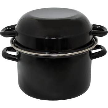 Румънски емайл HORECANO-Тенджера за миди Ø24cm 6.5L/3L ЧЕРНА (3017+3153/24 Moules) (0160207)
