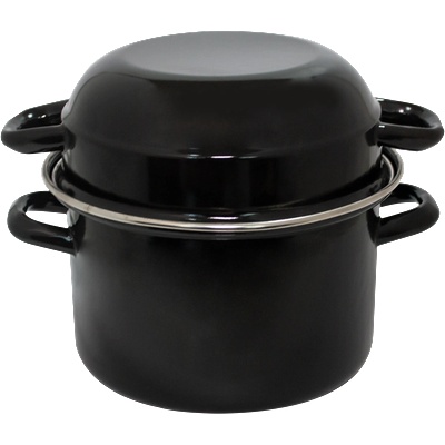 Румънски емайл HORECANO-Тенджера за миди Ø24cm 6.5L/3L ЧЕРНА (3017+3153/24 Moules) (0160207)