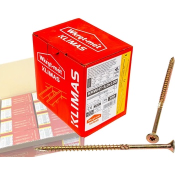 Klimas Wkret-Met TX 5x100mm - 1 Kartón (8x200 ks) - Skrutky / Vruty do dreva so zapustenou hlavou, WKCS
