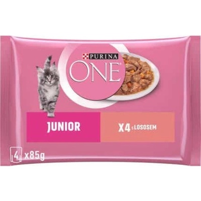 Purina One Junior losos 4 x 85 g – Zbozi.Blesk.cz