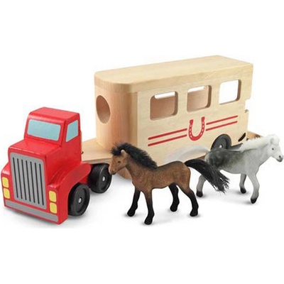 Melissa & Doug Drevené vozidlo na prepravu koní