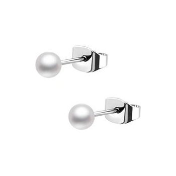 Šperky4U ocelové náušnice perličky bílé OPN1971-03