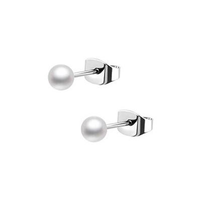 Šperky4U ocelové náušnice perličky bílé OPN1971-03