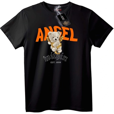 NOONEBRAND Тениска Ангелът в Плюшено Мече - 2XL, Black