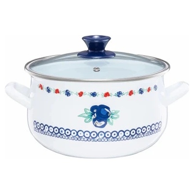 EMALIA OLKUSZ Smaltovaný hrniec s pokrievkou Kalina 18 cm, 2,9 l