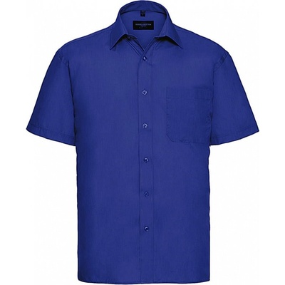 Russell Collection Pánska košeľa Poplin s kratkými rukávmi Jasná kráľovská modrá
