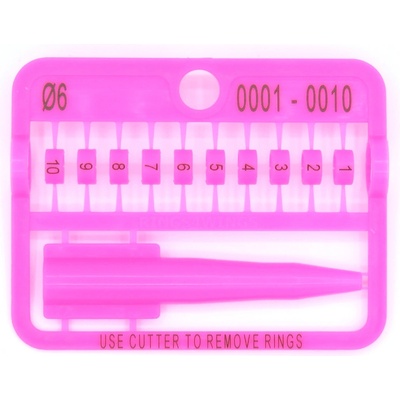 E-Z Split Ring Kroužky číselné, 6 mm/ růžové 1-10