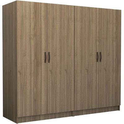 TopMebel Victoria четирикрилен гардероб от меламин в орехов цвят 200×60×181 см