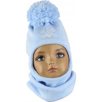 Detská kukla s brmbolcom a vyšívanou vločkou svetlo modrá