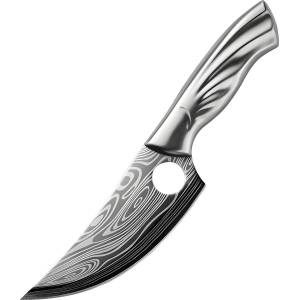 HARAHU Кухненски нож за рязане fu-18451 - Сребрист / Шарка / Без калъф kp18451