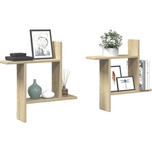 vidaXL Стенни рафтове, 2 бр, дъб сонома, 50x12x50 см, инженерно дърво (853256)