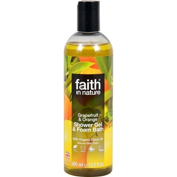 Faith In Nature sprchový gel a pena do kúpeľa grap a pomaranč 400 ml