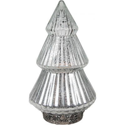 Stříbrný skleněný dekorační svítící stromek LED Tree - Ø 13*23 cm - Clayre & Eef