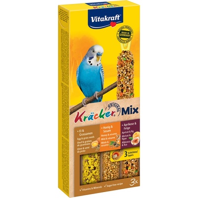Vitakraft 80г Vitakraft Trio-Mix крекери за вълнисти папагалчета -3 броя - мед/ яйце/ плодове