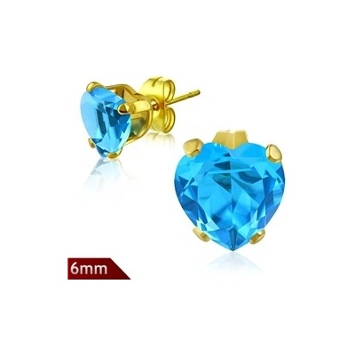 Piercingate srdíčka NAU00909 zlatá tyrkysový kamínek