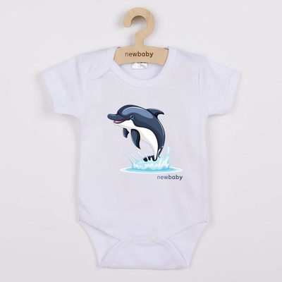 New Baby Detské body s potlačou Dolphin krátky rukáv