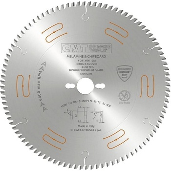 CMT CHROME Pílový kotúč na lamino, DTD a MDF - D250x3,2 d30 Z80 HM