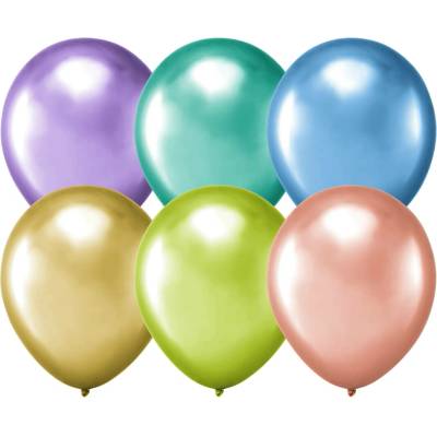 Party Latexové chromové balónky 30 cm mix barev