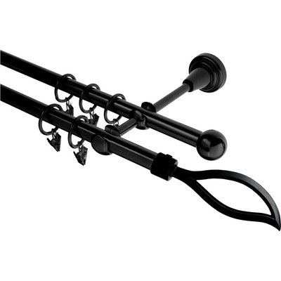 GARNÝŽE-HEBR Garnýž Blesk černá dvojitá 220 cm – Sleviste.cz