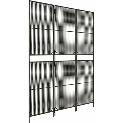 vidaXL Dělicí stěna 147 × 200 polyratan šedá 3 panely 365390