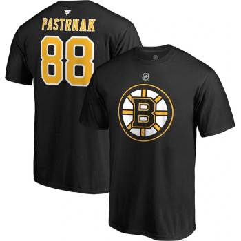 Fanatics Branded tričko #88 David Pastrňák Boston Bruins Stack Logo Name & Number