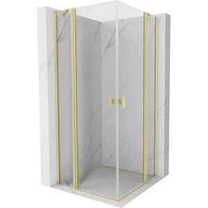 Mexen Mist Duo накланяща се душ кабина 105 x 105 см, прозрачна, злато четкано - 8A4-105-105-55-00 (8A4-105-105-55-00)