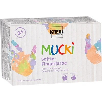 Mucki pastelové detské prstové farby sada 6 x 150 ml