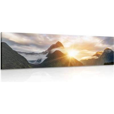 Obraz fascinující východ slunce na horách - 150x50