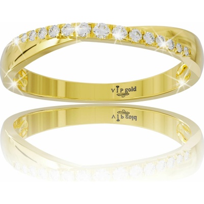 VIPgold Zlatý prsteň s bielymi zafírmi v žltom zlate RA3738z S