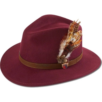 Alan Paine Richmond Felt klobouk s peřím Wine Bordo