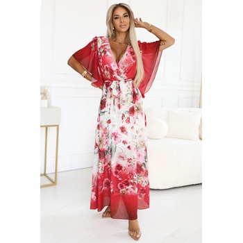 Numoco Леки прегъващи се макси рокля с цветен десен червена роза numoco | Cherven | ЖЕНИ | ONE SIZE