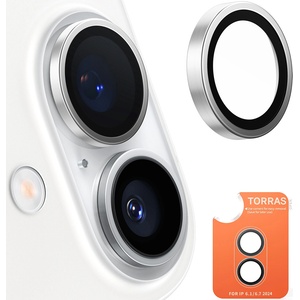 TORRAS Протектор за камера за iPhone 16 Plus - протектор за камера Torras Lensguard - титаниево сиво