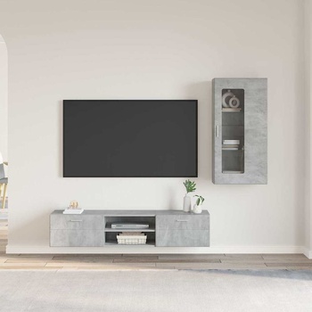 vidaXL Комплект ТВ шкаф с чекмедже Циментено сиво Инженерно дърво (3397927)