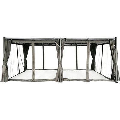 Garden Point terasová pergola Tasos 3x6 m s moskytiérou a závesmi Antracitová